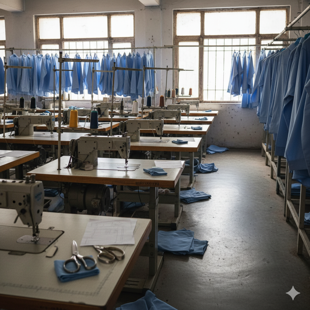 Advanced stitching floor for corporate uniforms in Pakistan with industrial sewing machines